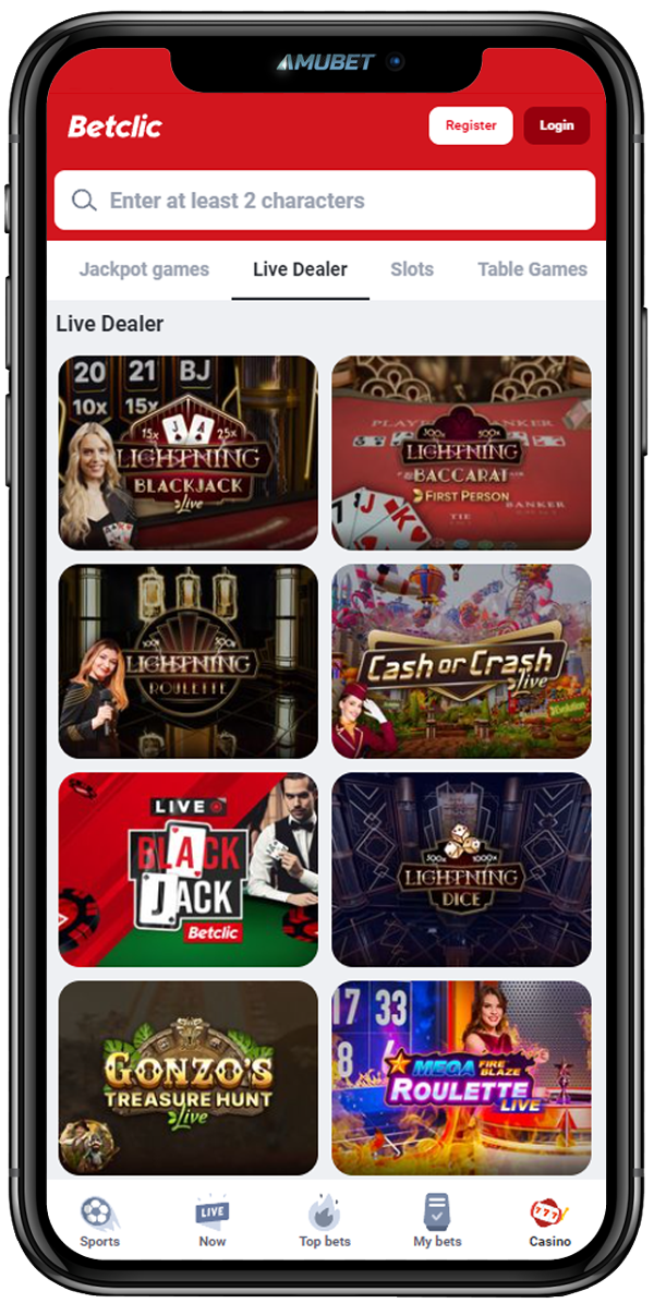 BetClic Mobile App Live Casino