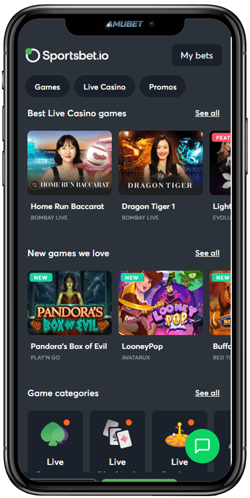 Sportsbet.io Mobile App - Casino