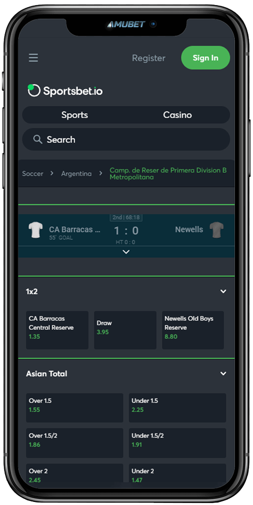 Sportsbet.io Mobile App - Live Betting